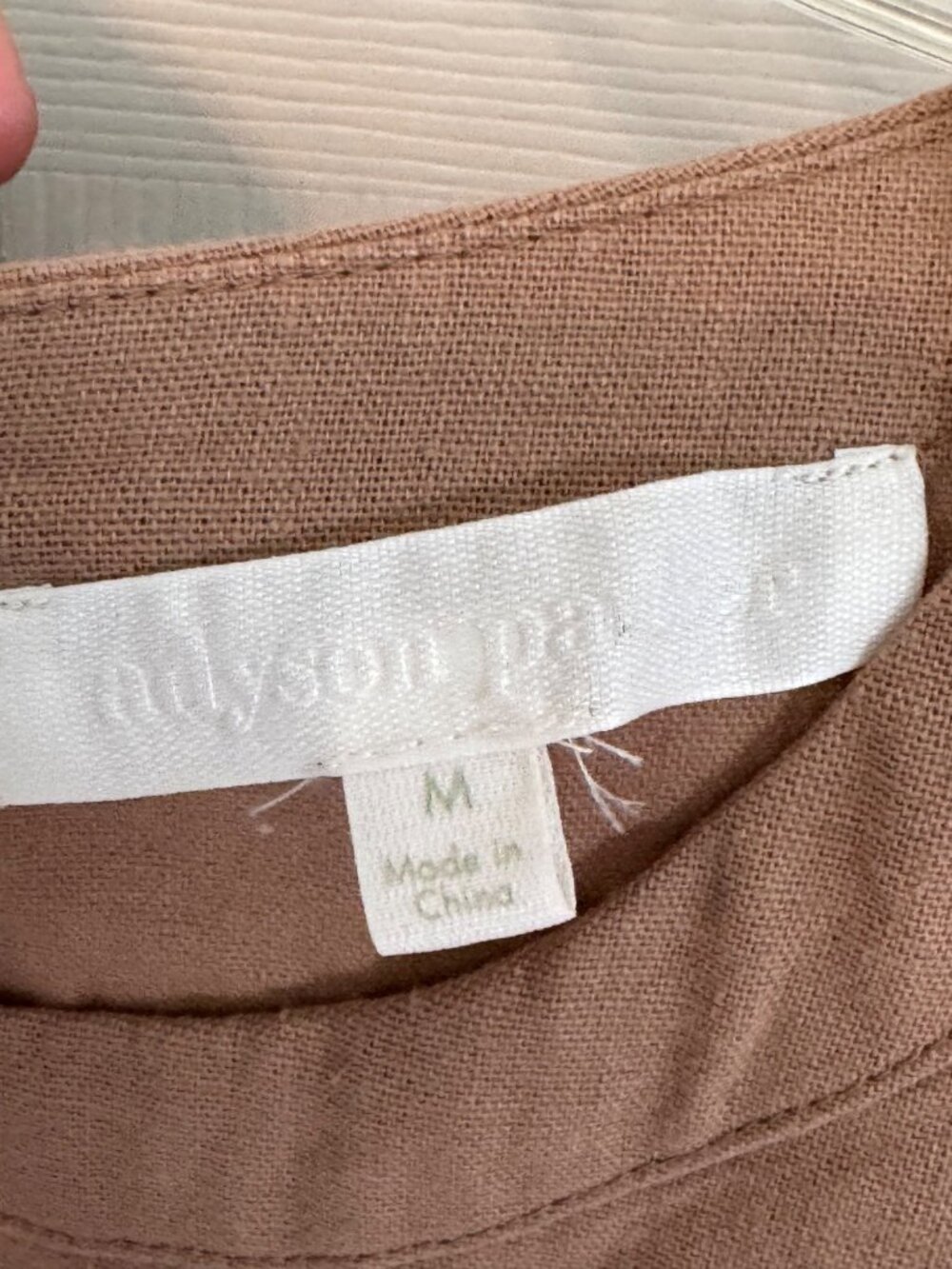 Adyson Parker Linen Blend Cap Sleeve Brown Baby Doll Mini Dress Size Medium - Picture 5 of 11